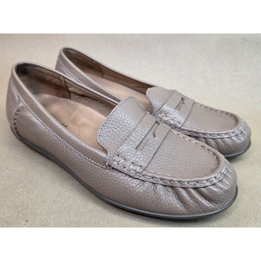 Vionic (Sz 8) Marcy Leather Moccasin Loafers Shoes Tan Light Brown Women's